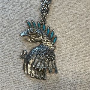 Silver, Turquoise & Rhinestone Necklace